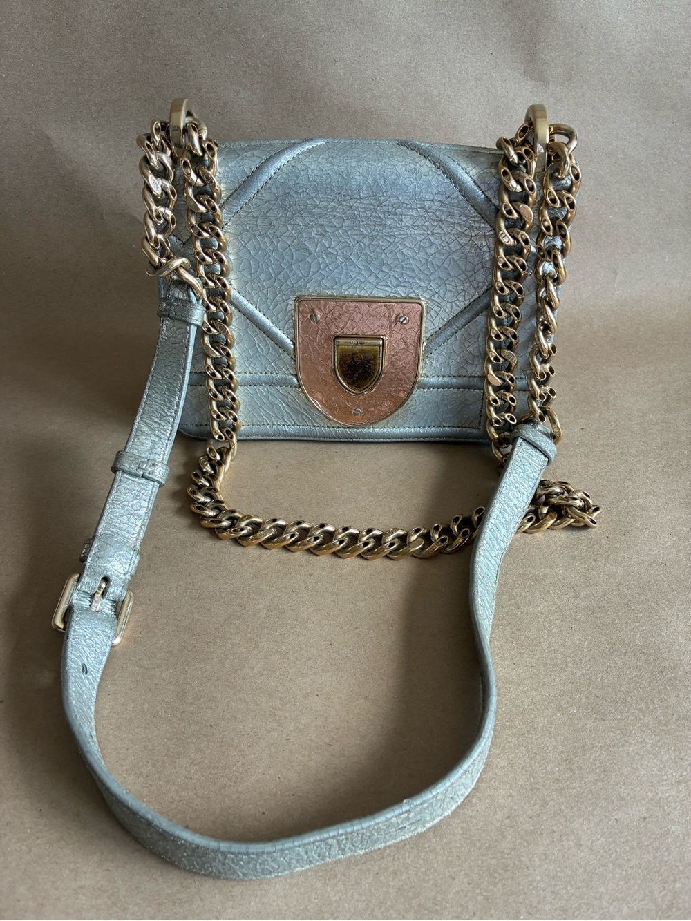 Dior Diorama Crackled Leather Flap Bag